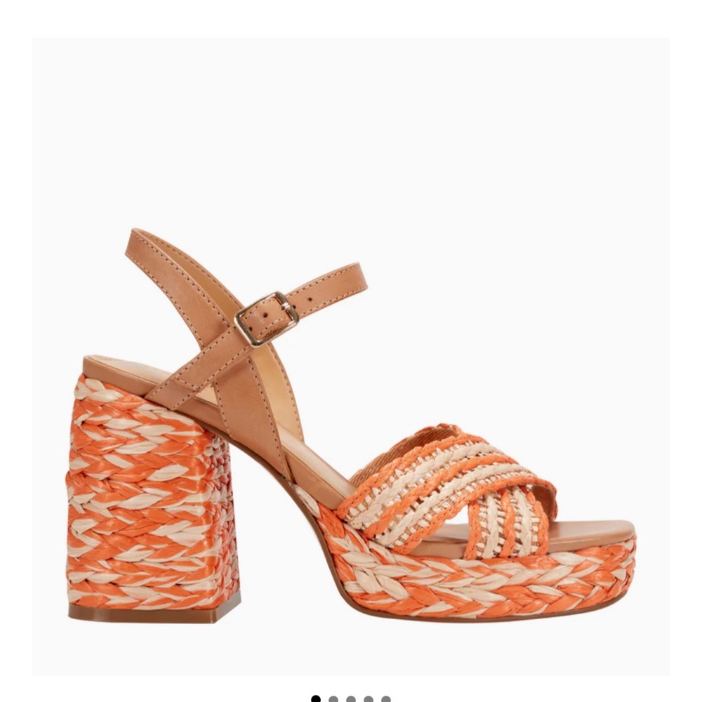 Marc Fisher Braided Platform Sandal — Orange and Tan